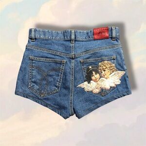 Fiorucci jean denim Shorts with Angel cherubs